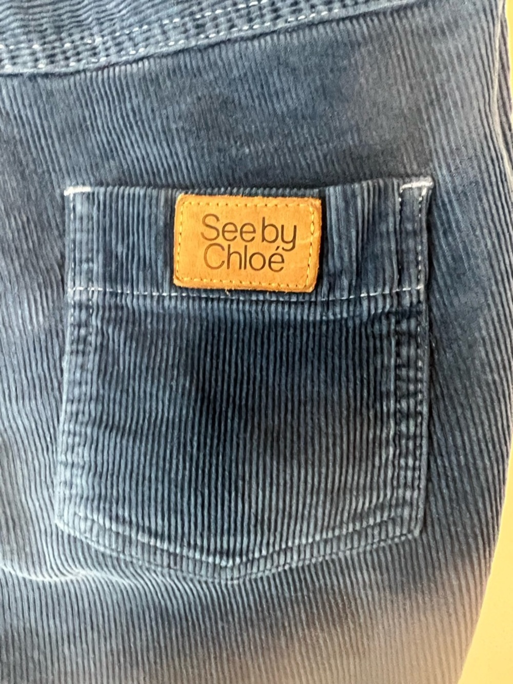 Vintage Y2K See by Chloe Mid-Rise Blue Corduroy Pants Sz 27 - Picture 3 of 10